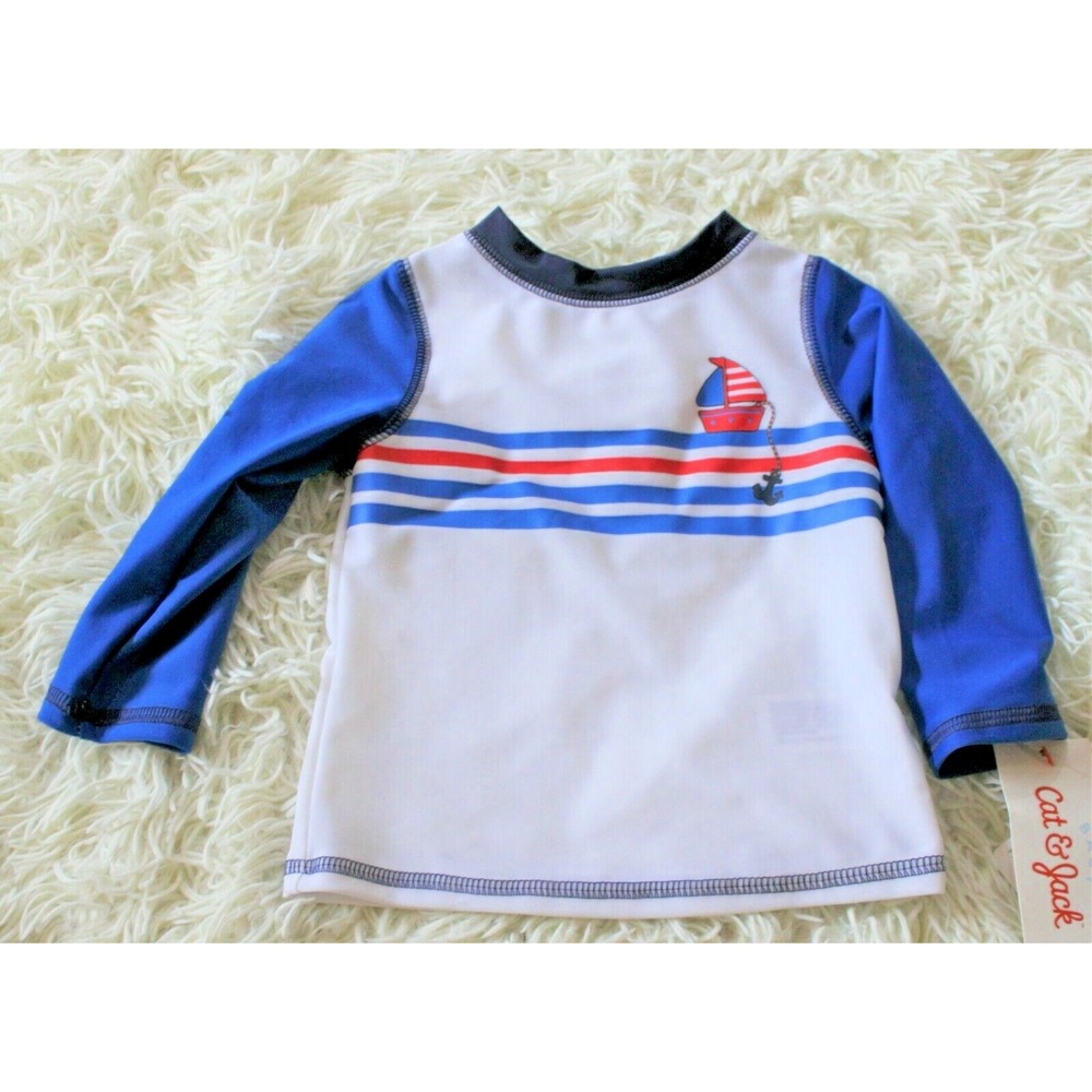 Cat & Jack Baby Boys' Anchor Pocket Rash Guard shirt swim   6-9 Months